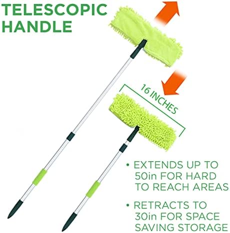 Pine-Sol Telescopic Microfiber Dry/Wet Mop – Dust Mopping for Cleaning Hardwood Floors, Tile, Laminate | Swivel Sweeper with Washable Pad and Extendable Metal Handle