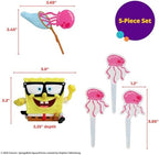 DecoPac SpongeBob SquarePants Cake Topper, Interactive 5 Piece Jellyfish Fields DecoSet Cake Decoration For Birthday & Celebrations, Food Safe, Durable