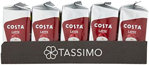 TASSIMO Costa Latte 16 discs, 8 servings (Pack of 5, Total 80 discs, 40 servings)