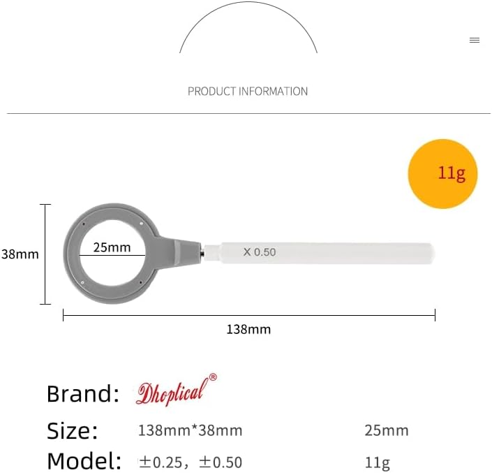 2 pcs Eyeglasses Round Optical Cross Cylinder Lens Optical Instruments diopters (0.25/0.5) (±0.25 1pc ±0.5 1pc)