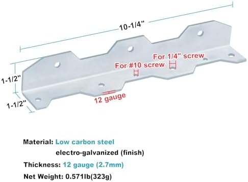 8 PCS 10-1/4" Staircase Angle Bracket, 12-Gauge Heavy-Duty Stair Stringers Angle Connector for Deck, StairTread