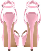 Platform Stiletto High Heels for Women, Round Open Toe Ankle Strap Sexy Heeled Sandals for Wedding Party Dress
