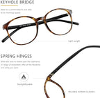 Vintage Round Progressive Multifocal Presbyopic Glasses, Blue Light Blocking Glasses for Men Women Readers (Tortoise,+0.00/+2.50 Magnification)