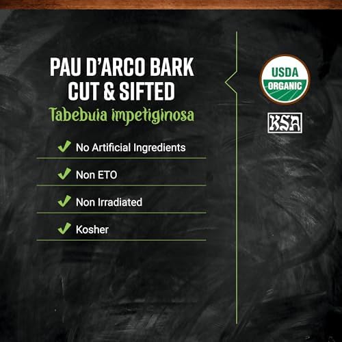 Frontier Co-op Pau d'Arco Bark, Cut & Sifted, Kosher, Non-irradiated | Bulk Bag | Tabebuia impetiginosa (Mart. ex DC.) | 16 Ounce (Pack of 1)