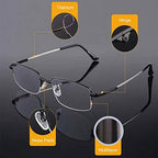 LJIMI Progressive Multifocus Presbyopic Reading Glasses Blue Light Blocking Half Frame Titanium Alloy No Line Multifocal UV Protection Computer Readers for Men and Women Eyeglasses Anti Glare Eyewear