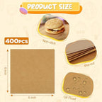 400PCS Patty Paper, 6x6 In Unbleached Parchment Paper Squares, Non-Stick Hamburger Patty Paper for Seperating Burgers, Butter, Cookies, Freezing, Baking and Candy Wrapper