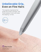 Premium Hand-Made Tweezers with Safe Rounded Tip & Comfort Spring for Pain-Free Plucking, Thick Stainless Steel for Precise Grip on Eyebrows & Facial Hair, Designed for Women and Men