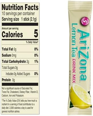 AriZona Lemon Tea - On-the-Go Powdered Drink Mix, 0.07oz 120 Count - 10ct Boxes (Pack of 12)