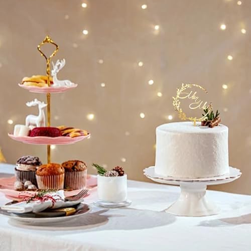 Gold Round "Mr & Mrs" Cake Topper, Wreath & Acrylic Cake Decoration, Elegant Wedding Party Decor