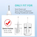 Replacement Brush Heads for Waterpick Sonic Fusion 2.0 Flossing Toothbrush with Cover, Compact, 5 Count White, Soft Bristles, Compact Size
