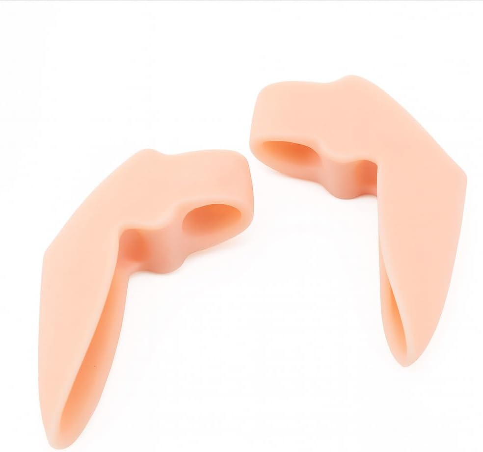 Gel Toe Separators for Adults – 1 Pair (Skin Tone) | Soft Silicone Bunion Corrector & Big Toe Straightener with 2 Loops | Relief for Overlapping Toes and Hallux Valgus Pain