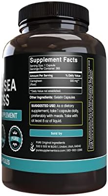 PURE ORIGINAL INGREDIENTS Irish Sea Moss (365 Capsules) Always Pure, No Additives Or Fillers, Lab Verified