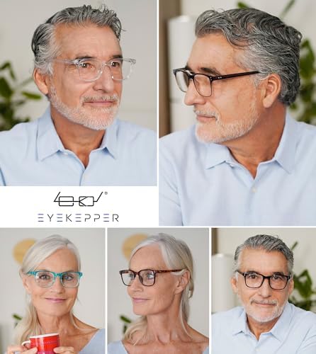 Eyekepper 5 Pack Large Reading Glasses - Square Readers for Men Women Reading +2.00