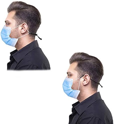 HX AURIZE Mask Extender Strap Extra Long Adjustable Black 4 Pcs