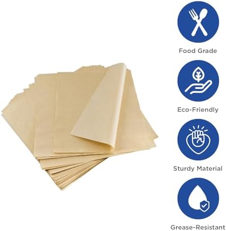 Karat [4,000 ct] 14"x14" Deli Paper Sheets | Kraft Grease-Resistant Wrapping Paper | Ideal for Medium-Sized Sandwiches, Pastries, and Meal Baskets