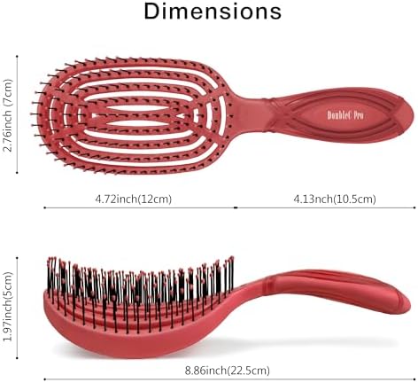 NuWay DoubleC Pro Professional Detangling Hair Brush – Patented Double Curve Scalp Care Brush for Gentle Detangling, Blow-Dry Styling & Wet or Dry Hair (Red)