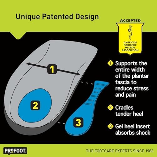 PROFOOT Plantar Fasciitis Orthotic Insoles for Men (Sizes 8-13) – Gel Shoe Inserts for Instant Heel Pain Relief and Arch Support – 2 Pairs of Heel Pads