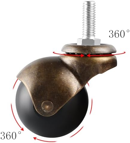 Skelang 2" Stem Ball Casters, 5/16"-18×1" Threaded Stem, Antique Swivel Spherical Wheels Mount for Chair, Ottoman, Furniture, Set of 4