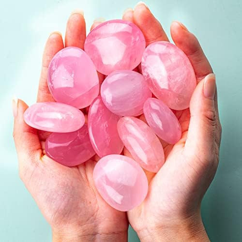 1.5 inch Rose Quartz Crystals Palm Worry Stone Tumbled Irregular Polish Stone Rocks Positive Energy Crystals Massage Gemstone with Healing Therapy for Reiki Yoga Chakra Balancing Gift Decor