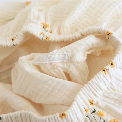 REHJJDFD Women Crepe Kimono,Long Sleeve Home Female Sleepwear,Gauze Cotton V-Neck Home Suit Women's Pajama