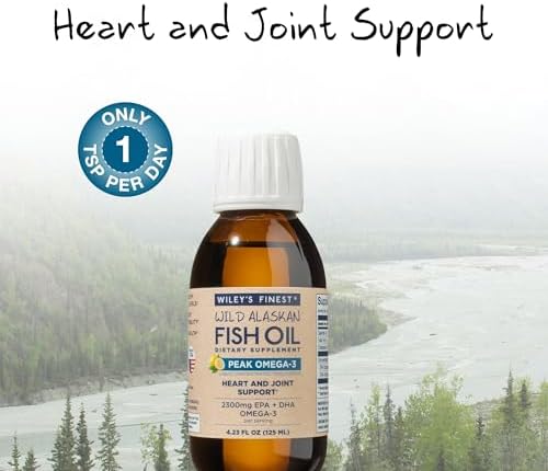 Wiley's Finest Wild Alaskan Fish Oil Peak Omega-3 Liquid Supplement - 2300mg EPA and DHA Omega-3s - Lemon Flavor - 4.23 Oz (25 Servings)