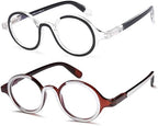 Retro Round Reading Glasses for Men and Women, Stylish Color Frame Design, Blue Light Blocking, Spring Hinges, Anti Eye Strain Computer Readers, 3.5