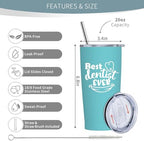 Dentist Christmas Gifts for Women, Best Dentist Gifts, Dentists Appreciation Gift, Dental Gift for Coworker, Funny Dentists Tumbler 20 oz Stainless Steel