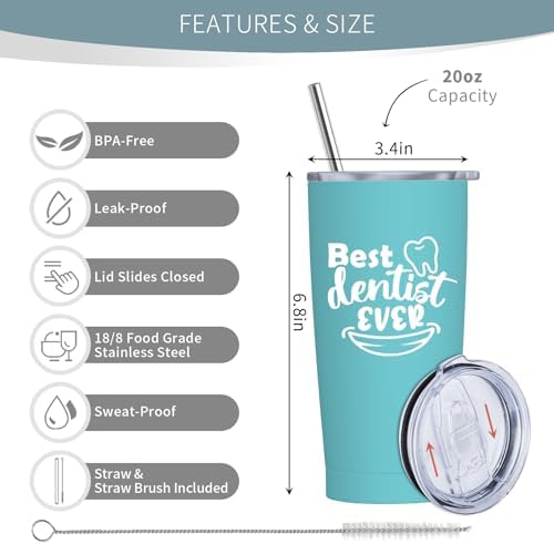 Dentist Christmas Gifts for Women, Best Dentist Gifts, Dentists Appreciation Gift, Dental Gift for Coworker, Funny Dentists Tumbler 20 oz Stainless Steel
