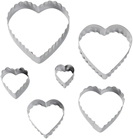 Wilton 6-Piece Nesting Fondant Double Sided Cut Out Cutters, Hearts,Silver