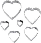 Wilton 6-Piece Nesting Fondant Double Sided Cut Out Cutters, Hearts,Silver