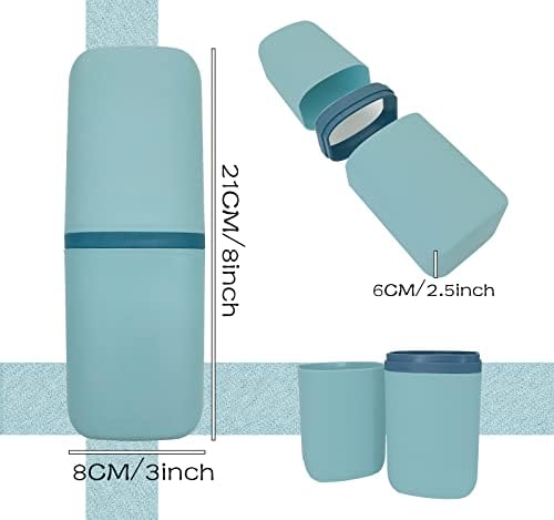 Travel Toothbrush & Toothpaste Case, Toothbrush Travel Holder with Cup Portable Travel Toothbrush Case Holder Toothbrush Travel Container for Camping School Business Trip Bathroom