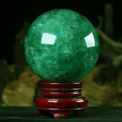 1.96"(5cm), Polished Green Fluorite Crystal Ball, Decorative Sphere with Stand, Feng Shui Stone Gemstone Witchcraft Home Decor