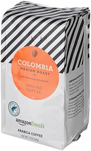 Amazon Fresh Colombia Ground Coffee, Medium Roast, 12 Ounce
