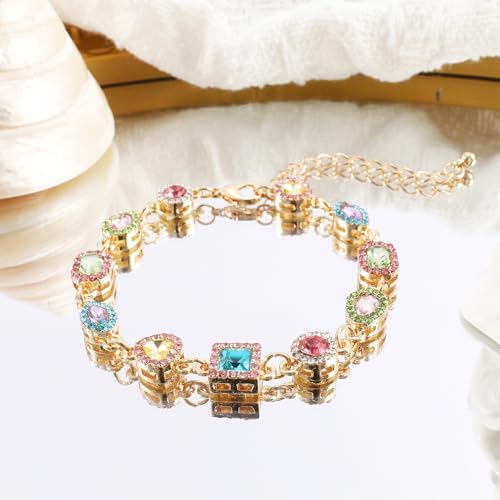 Boho Cute Gold Charm Link Bracelet for Women Starfish Clover Cross Star Lock Key Heart Pearl Charm Bracelets Vacation Spring Summer Santa Claus Reindeer Christmas Party Jewelry Gifts for Womens