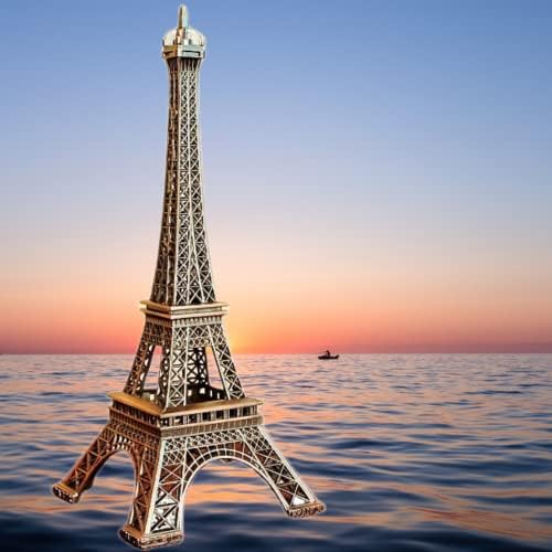 Chinshwehaw Eiffel Tower Statue Decor 7 Inch Alloy Metal Collectible Figurine Replica Souvenir Room French Eiffel Tower Party Decoration Table Stand Holder Gift for Cake Topper