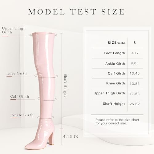 WSKEISP Thigh High Boots for Women Gogo Boot Heeled Over The Knee High Patent Leather 70s Long Tall Boots