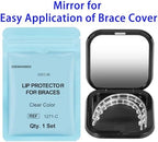 Comfort Cover for Braces - Lip Protector, Lip Cushion, Mouth Guard Clear Teeth Shield Bumper for Brackets, Aligner, Dental Wax Alternative, Soft and Comfortable, in Portable Storage Case with Mirror