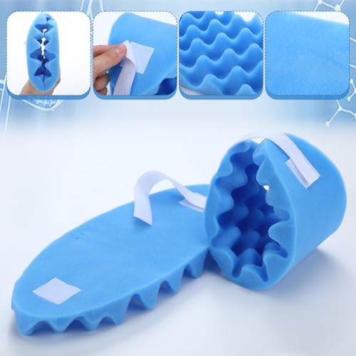 Threlaco 4 Pcs Elbow Protectors for Elderly Blue Elbow Pads Adjustable Decubitus Care for Women Men Relieve Pressure Sores, One Size Fits All