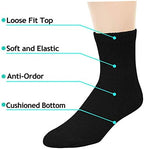 Falari 12-Pack Diabetic Socks Quarter Ankle Unisex Physicians Approved Socks (10-13, Black)