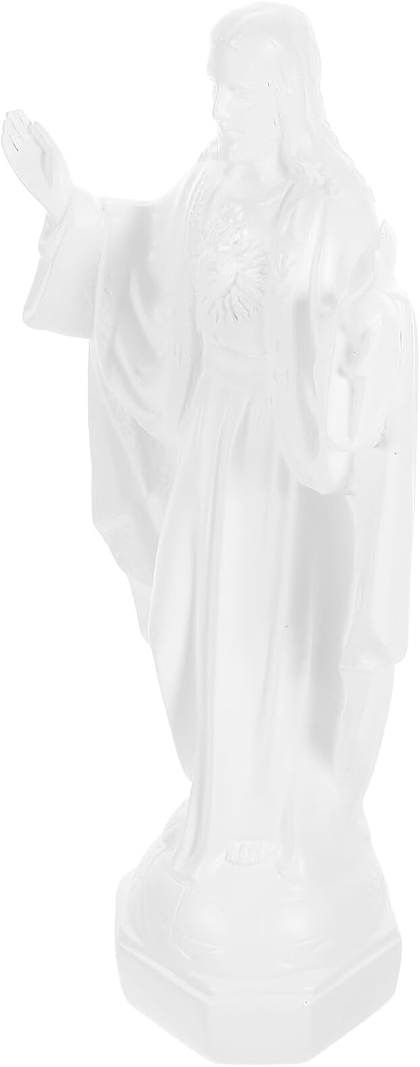 Zerodeko Resin Jesus Statue Religious Figure White Miniature Sculpture Desktop Ornament Home Decor for Church and Living Room Display