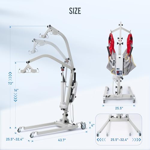 Careboda Electric Patient Lift, Medical Transfer Lifts for Seniors with Sling, Sit to Stand Lift for Elderly, Full Body Transfer Lift Chairs for Bed, Car, Wheelchair and Floor, 510LBS Weight Capacity