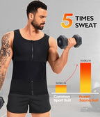 Sauna Vest for Men Waist Trainer Sauna Shirt for Men Zipper Sweat Belt Tank Top for Belly Fat
