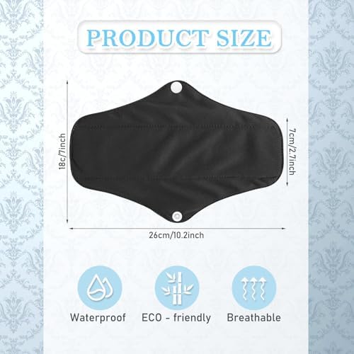 PHOGARY 7 Packs Reusable Menstrual Pads with Wings, Breathable Mesh Surface Cloth Sanitary Pads for Heavy Flow with Wet Bag, Washable Overnight Cloth Panty Liners for Women