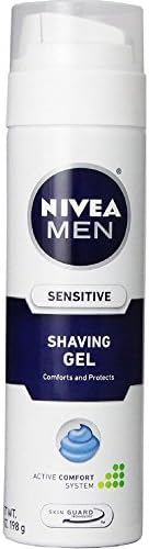 NIVEA FOR MEN Sensitive, Shaving Gel 7 Ounce (Pack of 10)