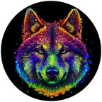 Colorful Wolf Edible Cake Topper- 8" Round