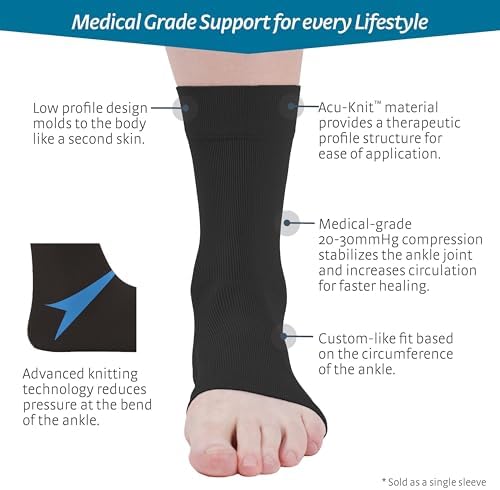 medi Seamless Knit Ankle Support - sprains, rheumatic & osteoarthritis condition Black L