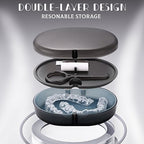 New Double-layer Retainer Storage Case with Belt Chewing,Removal Tool,Cleaning Brush,Built in Mirror Orthodontic Retainer Case
