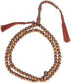 Naturally-dyed Stigi (Iron Wood) Prayer Beads 99-bead with 2 Dividers & Dark Brown Tassels