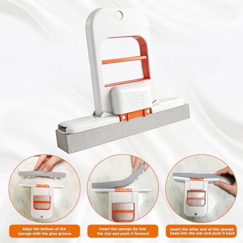 2 Pack Mini Foldable Desktop Mop – Portable Sponge Mop for Small Spaces, Hand Mop for Bathroom, Kitchen, Countertops & Tile – Wet/Dry Use with Deep Grooves & Replaceable Head