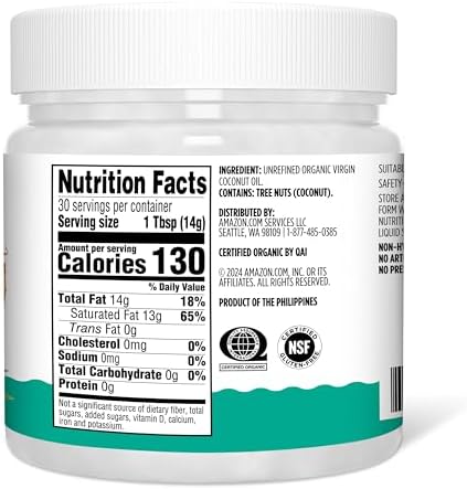 Amazon Grocery, Organic Virgin Coconut Oil, 15 Fl Oz